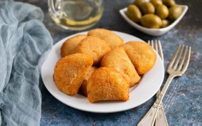 Rissóis – breaded, deep-fried pastries with creamy stuffing