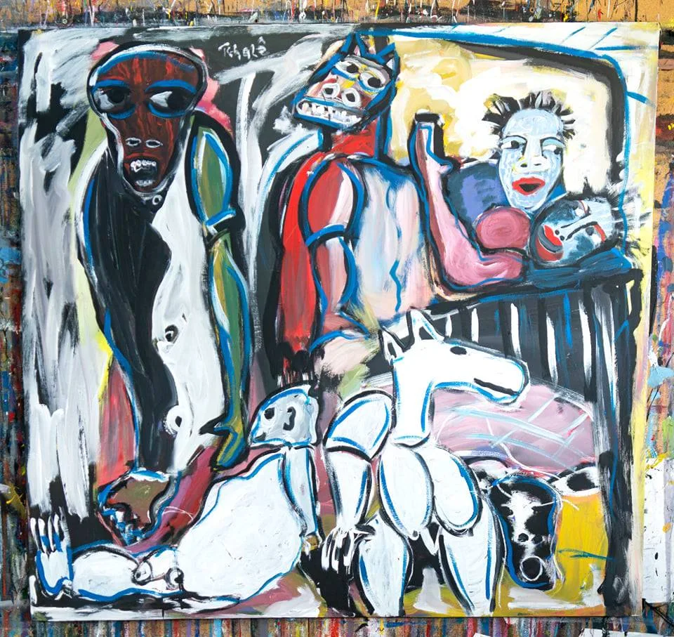 Tchalé Figueira, More than desire, love. 127 x 120cm acrylic on canvas, 2020