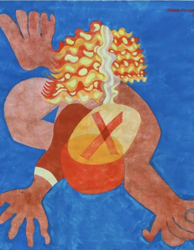Manuel Figueira, No espaço azul do mar ( On the blue space of the sea), Gouche on paper, 32x36 cm 1990